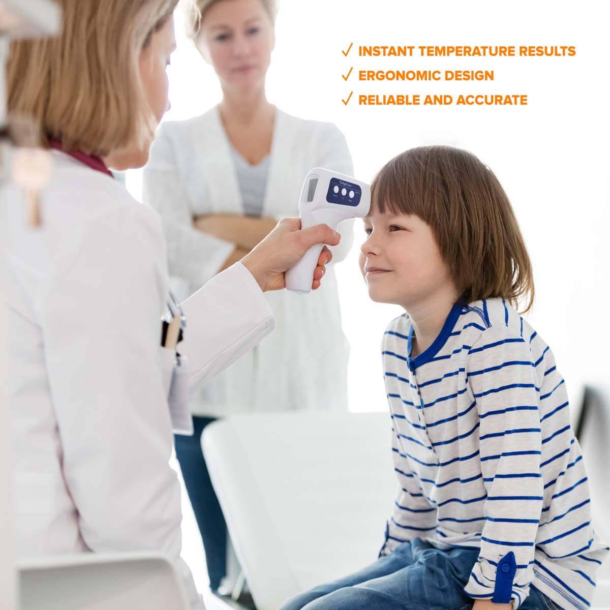 RightCare Berührungsloses Infrarot-Stirnthermometer mit sofortigen Ergebnissen für Schule, Zuhause und Unternehmen, 1 Stück