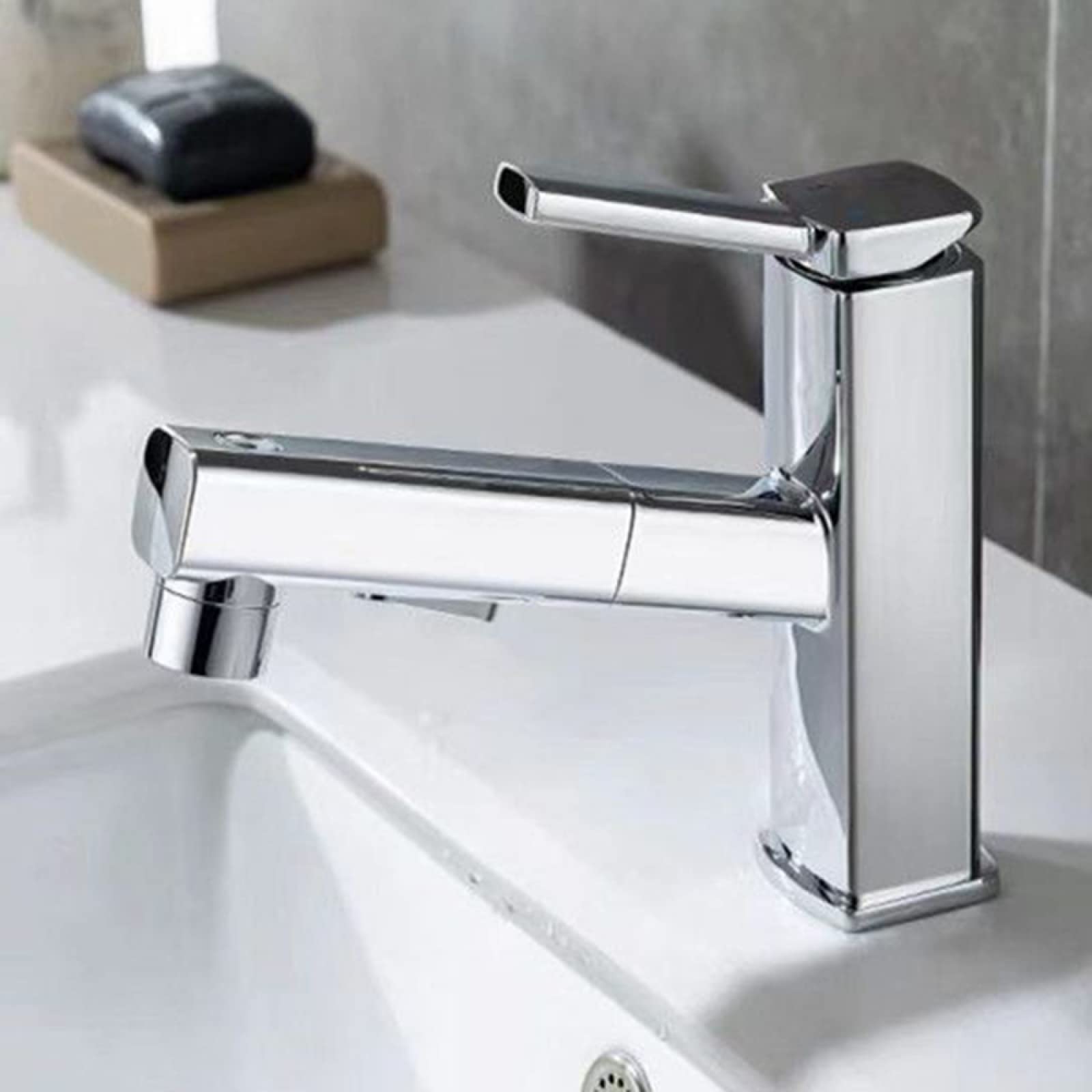 Mitigeur de lavabo à une poignée en laiton massif avec jet extensible design