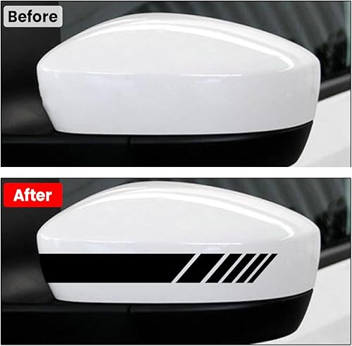 Miniatura 4 de Adhesivos para espejo retrovisor de automóvil, 2 calcomanías reflectantes de PET con gráficos de rayas, accesorios exteriores para automóvil,