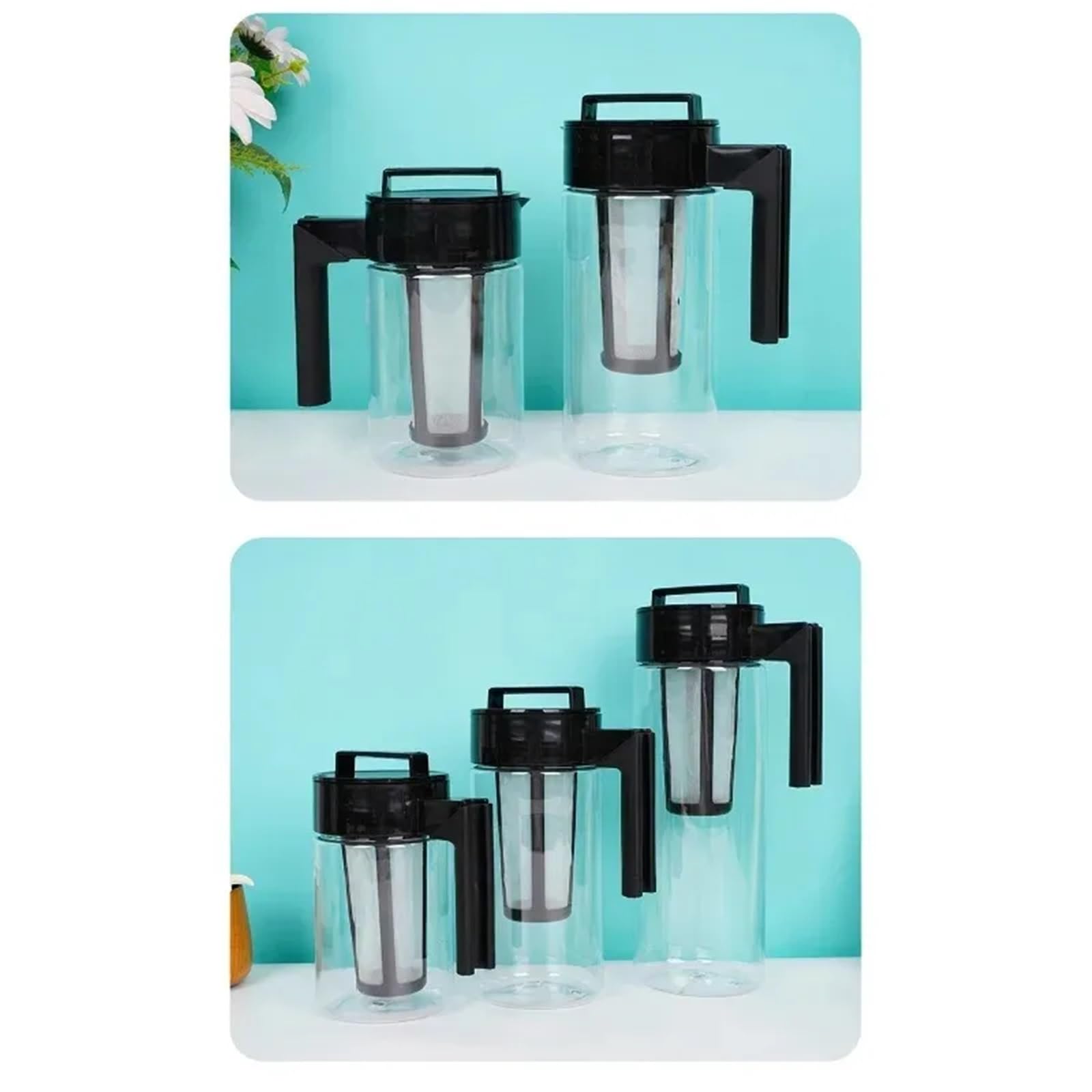Cold Brew Kaffeekanne 1 Stück 900 Ml 1300 Ml 2000 Ml Cold Brew Iced Coffee Maker Mit Kaffeefilter Und Griff Eiskaffeekanne Cold Brew Teekanne für kaltgebrühten Kaffee(2000ml)