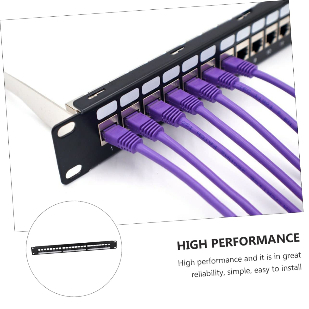 Panneau de Brassage Ethernet 19 Pouces 24 Ports Métal Noir