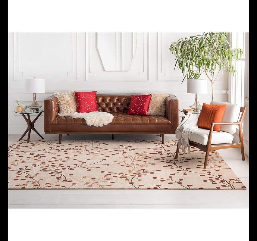 Image of Carpets and Rugs Handwoven Woolen Thick Floral and Contemporary Designs for Area Rugs, Carpets for Living Room, Bedroom, Hall Size 6x9 feet