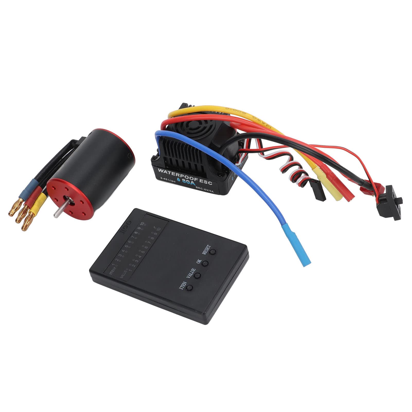 Moteur Brushless 3800KV + ESC 80A Avec Programmation – Pour Voiture RC 1/8 1/10 – Kit Upgrade Puissant