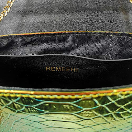 RemeeHi Hologram Snake Skin Leather Shoulder Bag Crossbody Bag with Chain4