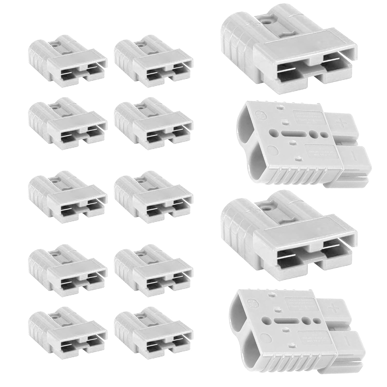 Oonkaf Battery Connector 50Amp, 14Pcs 50 Amp 600V Battery Quick Connector Plug, Jumper Cable Plug Connector Kit for Recovery Winch, Towing Systems (Grey)