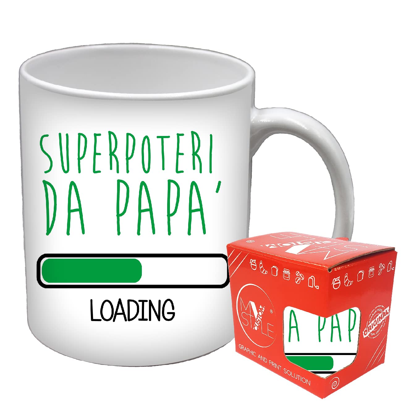 My Custom StyleCeramic Mug, Model Father's Day-Super poteri. Original Product as a Gift, or to Make Unique Every Moment of Your Day