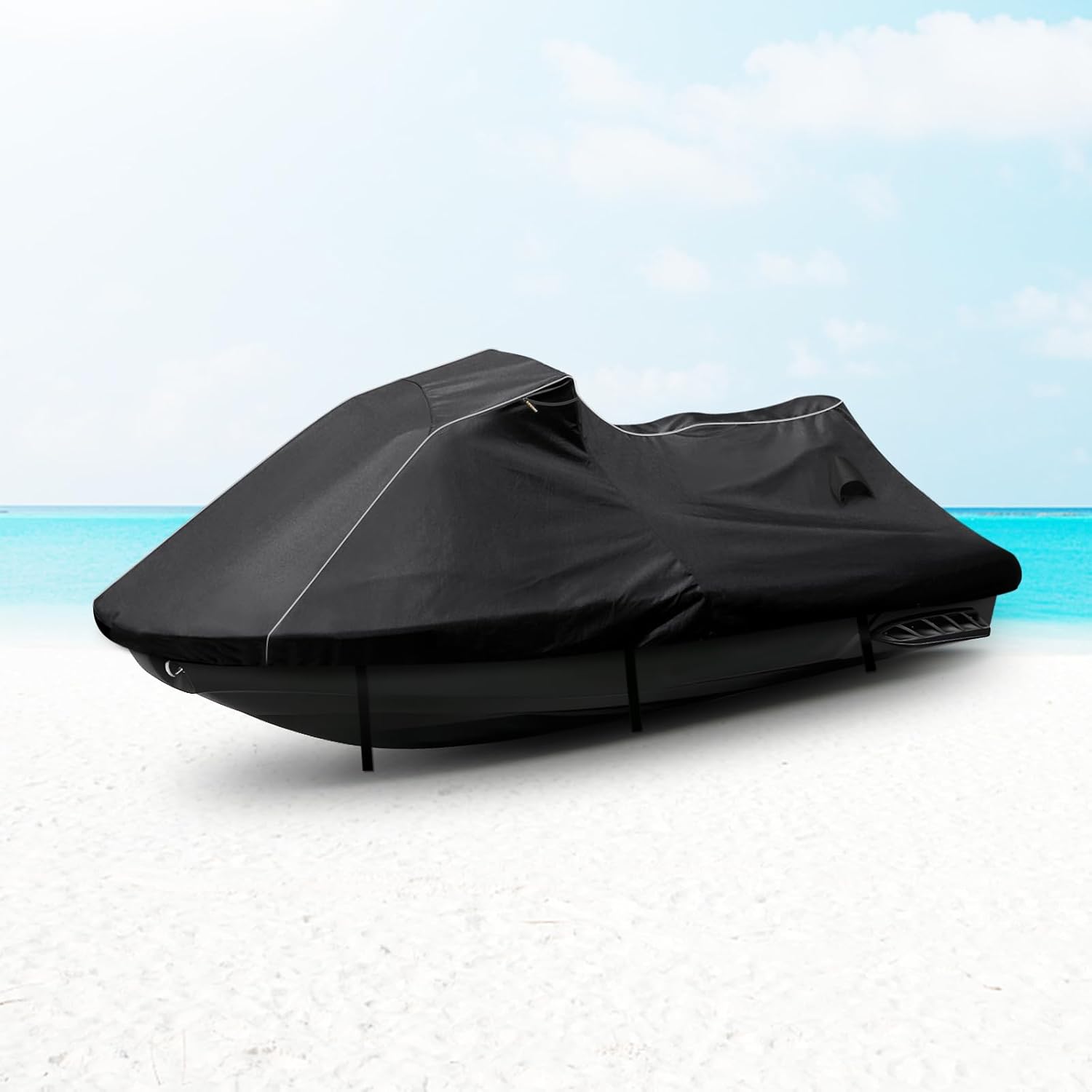 Waterproof Jet Ski Cover Custom Fit for Yamaha 2017-2025 EX Sport/EX Deluxe 2017-2021 EXR, 600D Oxford UV-Proof Jetski Waverunner Covers, Trailerable Jetski Cover with Air Vents, Reflective Strips