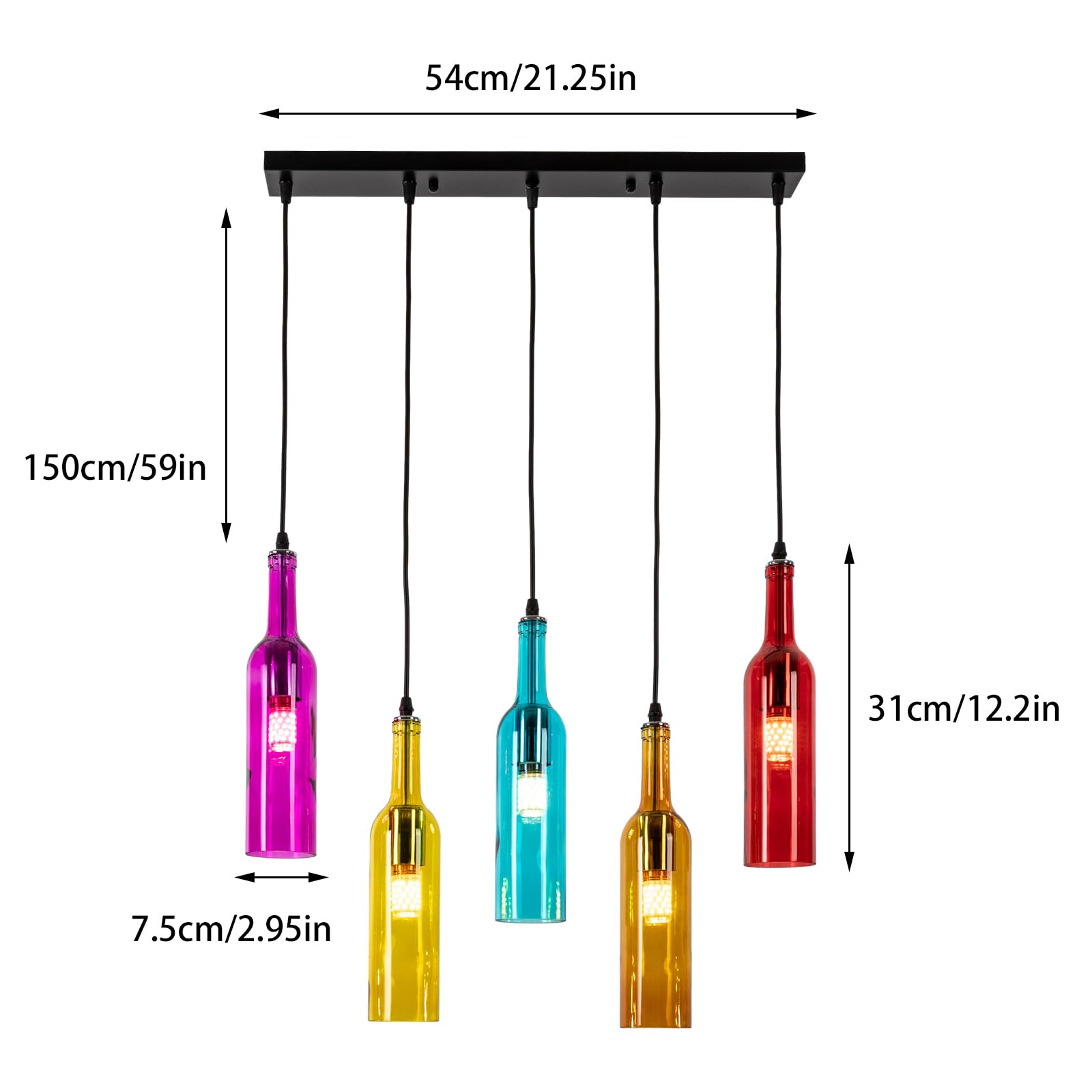 Glass Bottle 5-Light Creative Retro Industrial Ceiling Chandelier