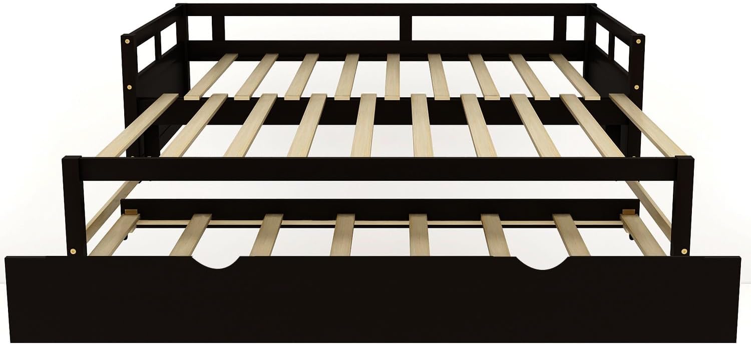 Bellemave Wooden Daybed with Trundle fully extended to king size