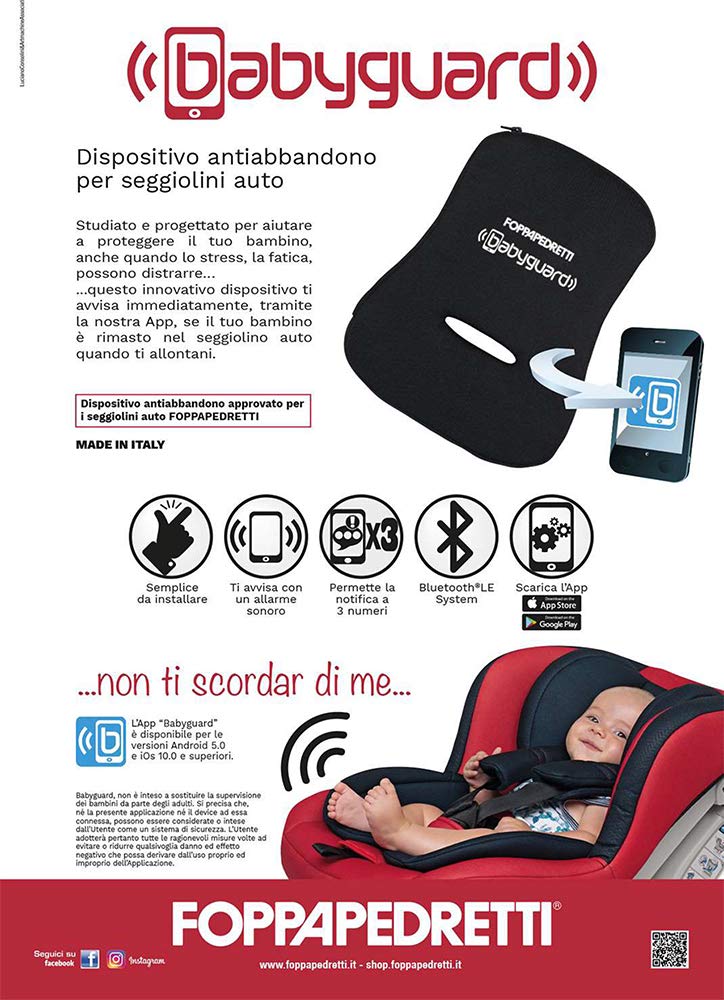 Foppapedretti Babyguard, Anti-Verlassen-Vorrichtung, System mit integrierten Sensoren, Polyester, schwarz
