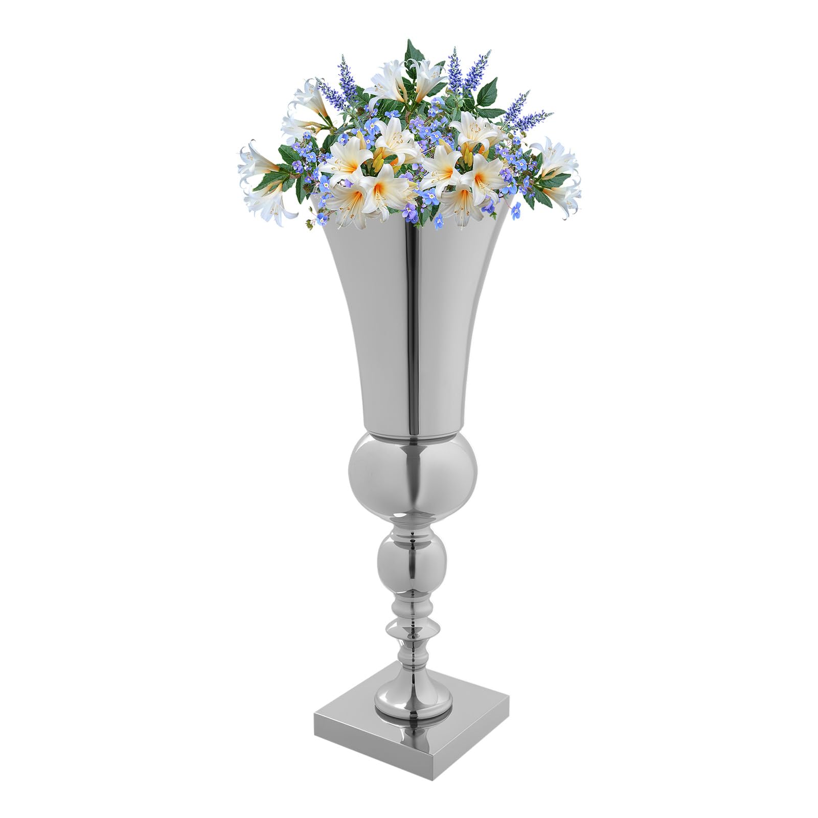 Silver Flower Vase 50cm Trumpet Wedding Centerpiece Table Decor