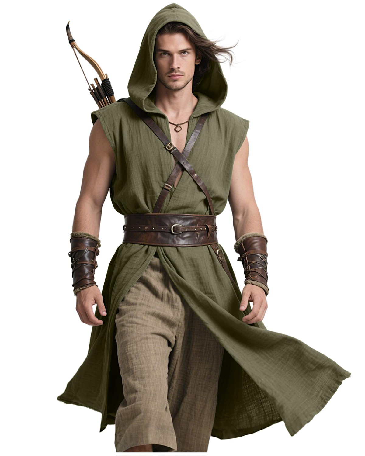 Joukavor Medieval Sleeveless Surcoat Renaissance Tabard for Men Halloween LARP