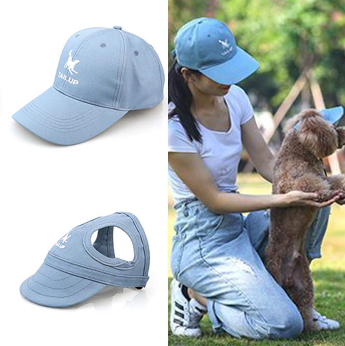 Ayunjia Dog Hat,Pet Baseball Cap Sport Hat Dog Mom/Dad Family Matching Baseball Cap Fashion Adjustable Outdoor Pet Parent-Child Hat Blue 2 Color (XL) : Pet Supplies