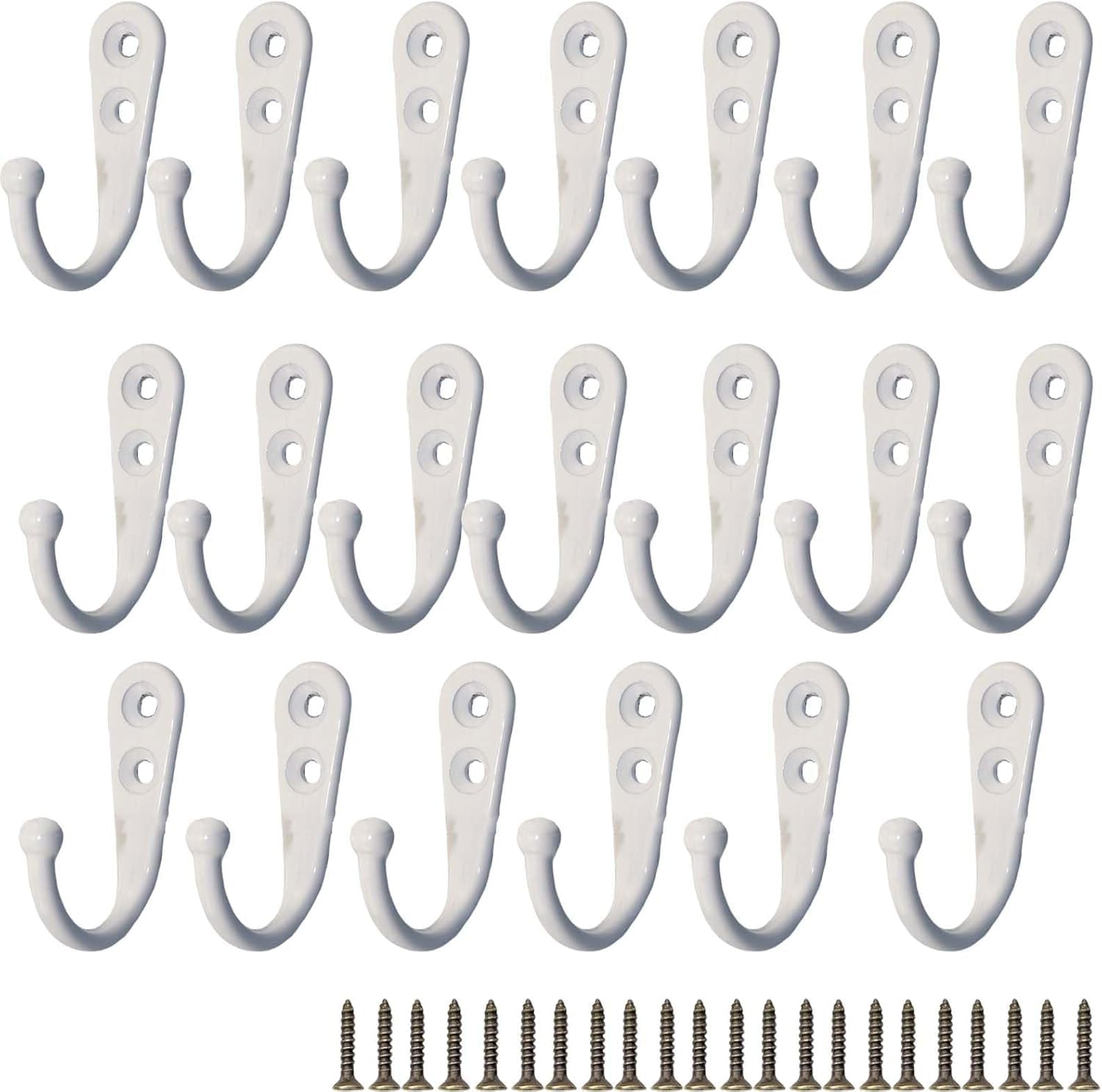 Paqwtyb White Hooks, 20 Pack Vintage Metal Zinc Alloy Small Hooks