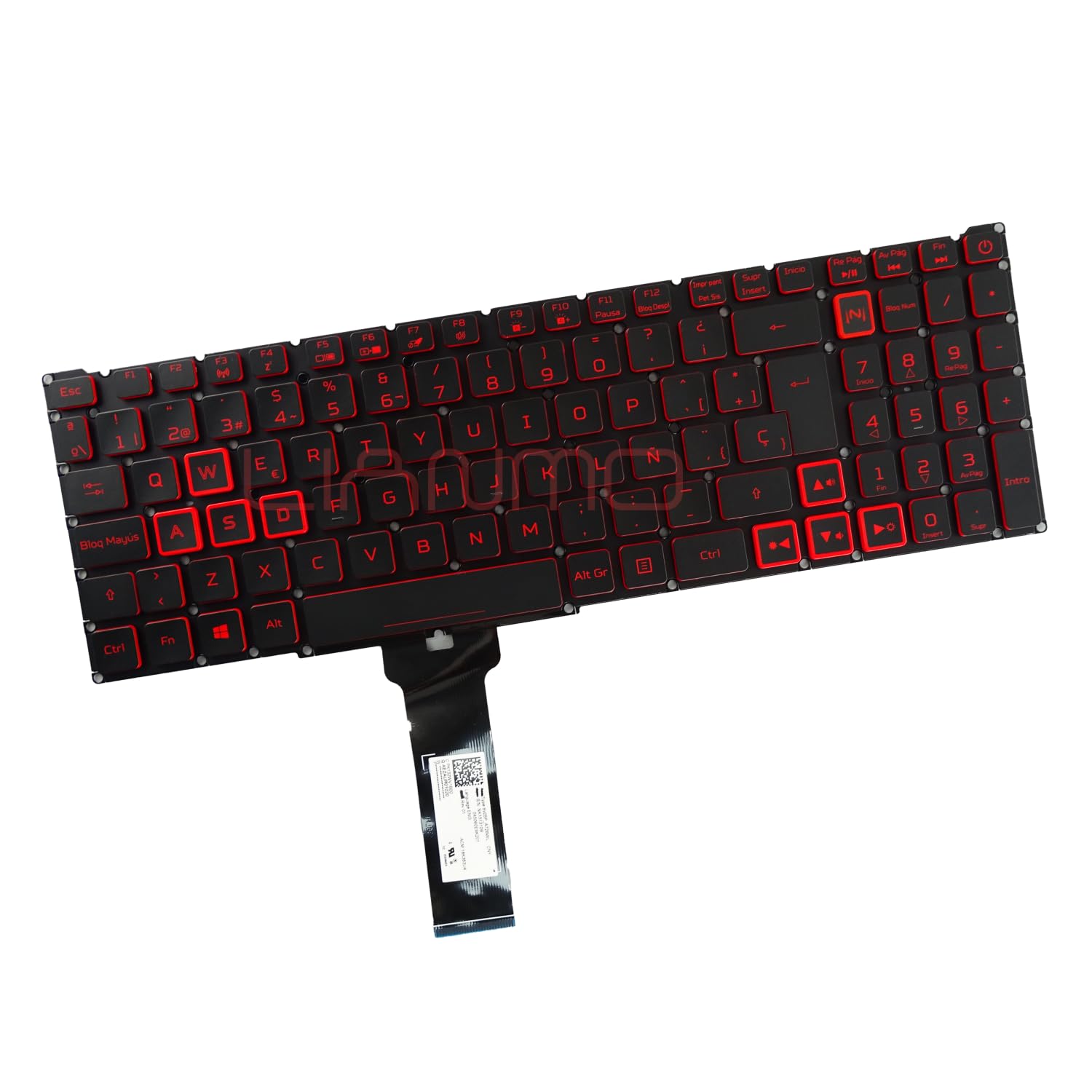 Tastiera di ricambio retroilluminata con distribuzione spagnola per Acer Nitro 5 N20C1 N18C3 N18C4 LG05P_N90BRL NKI15130NG NKI151315D AN515 AN517-51 AN517-52 AN715-51