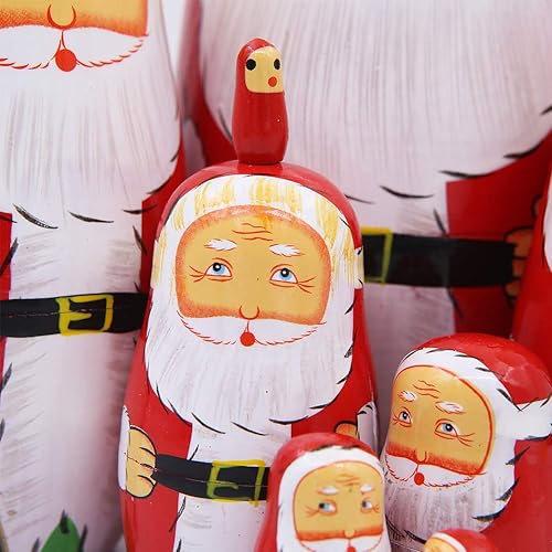 Miniatura 2 de Juego de 8 muñecos de anidación de Papá Noel con barbas blancas y cinturón negro, manualidades de madera, muñeca rusa Matryoshka para niños, juguete