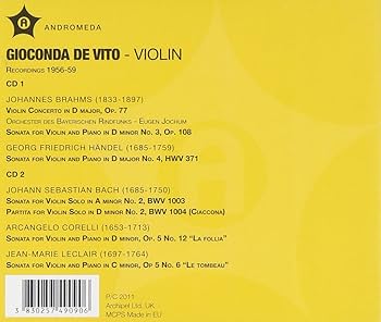 De Vito - Art Of Gioconda De Vito (1956-59): Amazon.nl