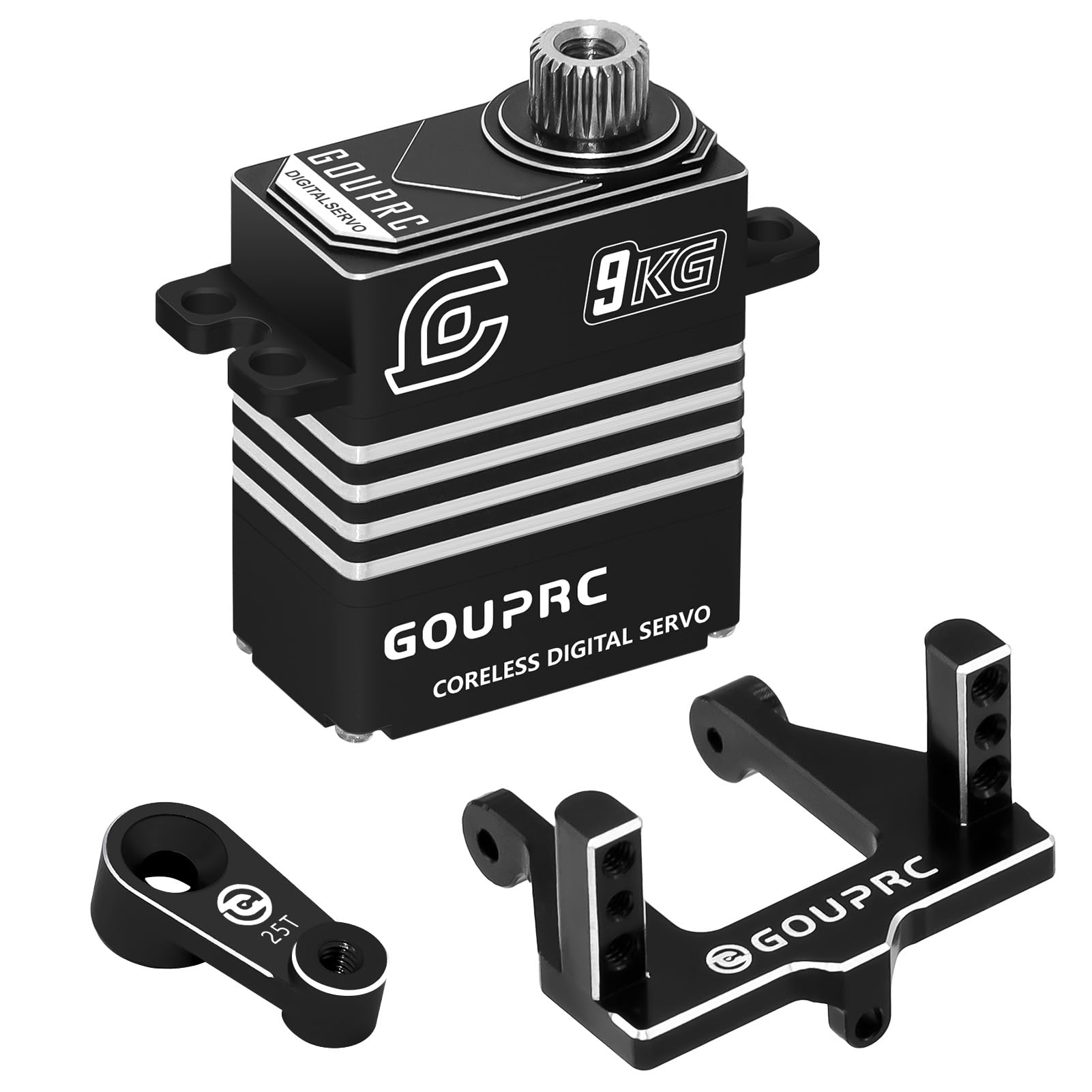 GOUPRC 9kg Metal Coreless Micro Servo with Servo Mount Bracket & Metal Servo Horn for TRX4M 1/18 RC Car Upgrade Parts, Redcat Ascent 18 Servo Bracket
