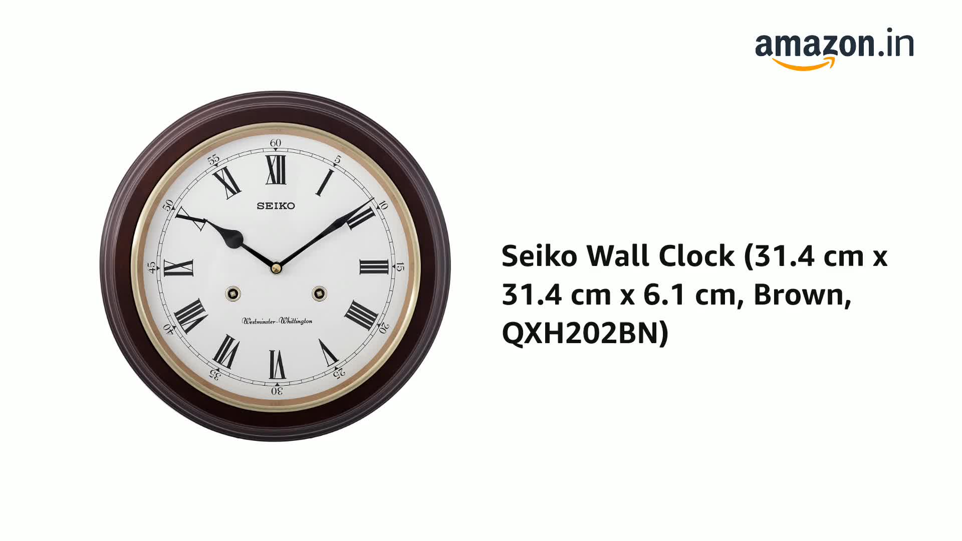 Seiko Wall Clock (31.4 cm x 31.4 cm x 6.1 cm, Brown, QXH202BN