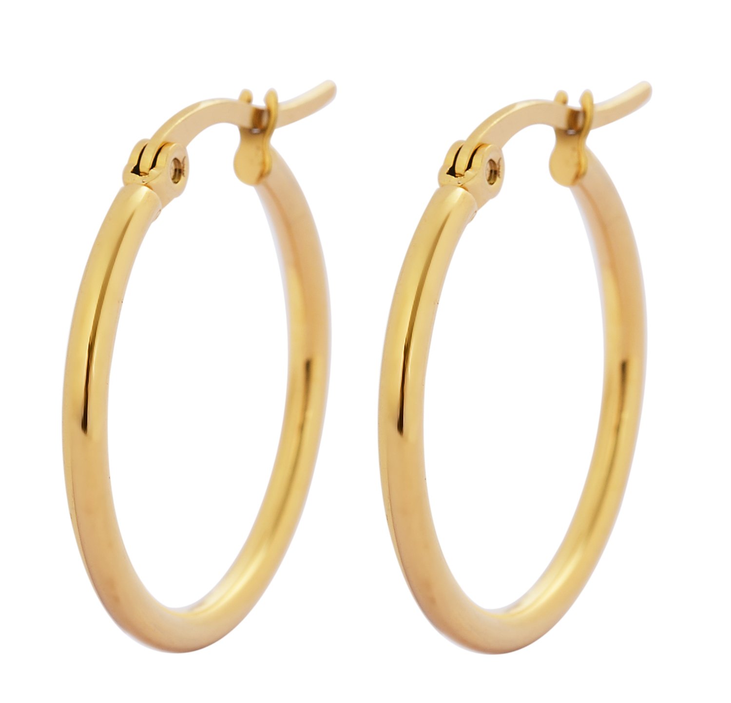 Edforce Stainless Steel Rounded Hoops Earrings (20mm-60mm Diameter)