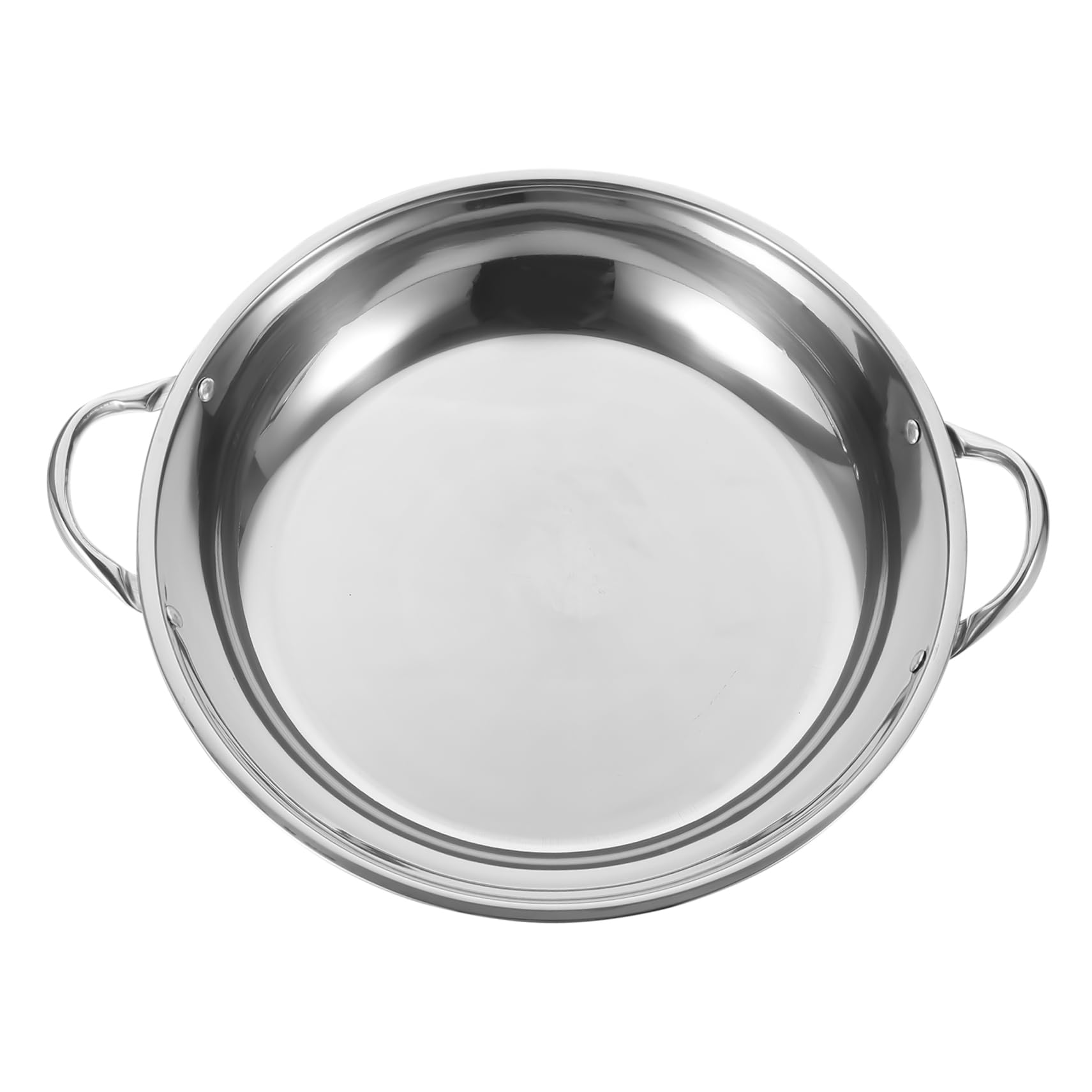 SUPVOX Stainless Steel Pot Anti-Overflow Two Handle Wok Cooking Pan for Camping Home Use