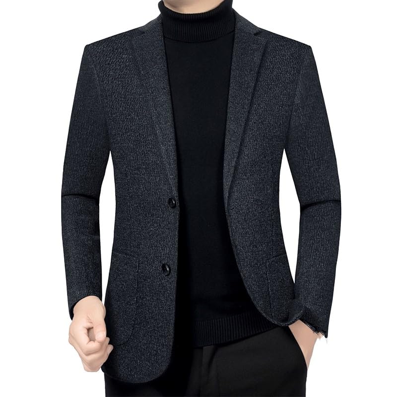Men's Dark Gray Blazers Casual Slim Fit Sport Coats Two Button Lightweight Suit Jacket for Daily Party Business
