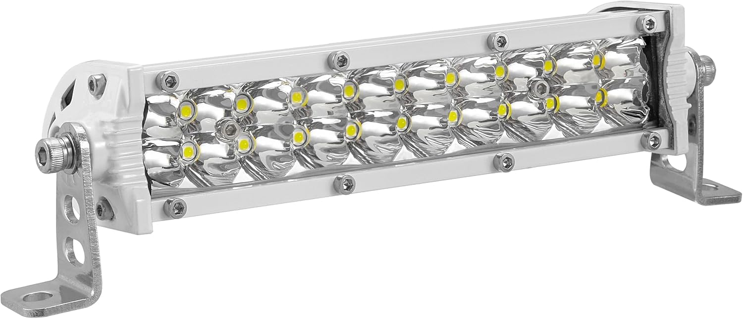 Marine LED Light Bar, 7 Inch 60W 6000lm Truck Tractor Slim LED Small Light Bar, 12V-60V Waterproof LED Spotlights for ATV UTV RV RZR Trailer Boat Fishing Driving, 1 Pack White Housing