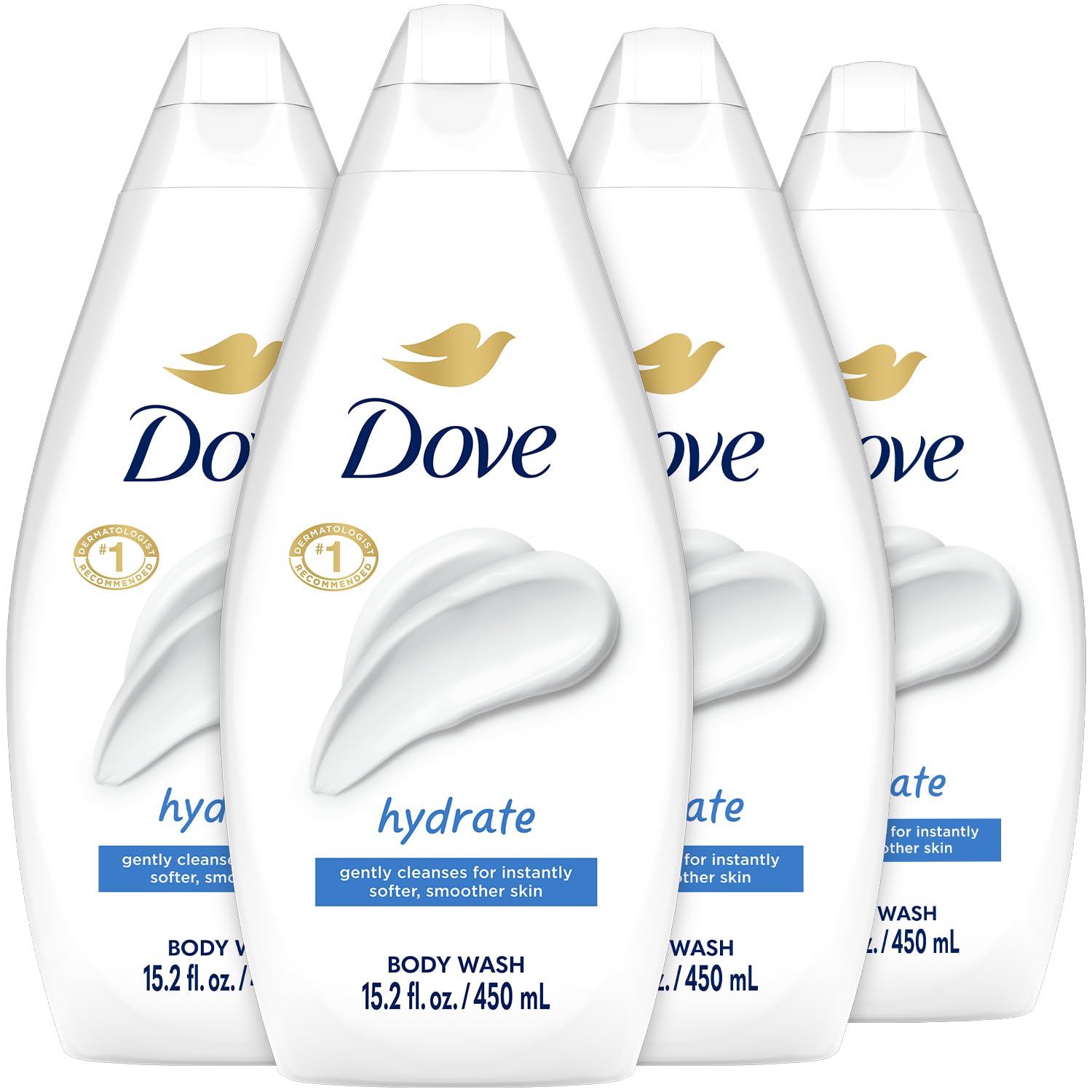 Body Wash, Hydrate 4-Pack – Moisturizing Cleanser for Smooth, Soft Skin, 15.2 Oz Ea