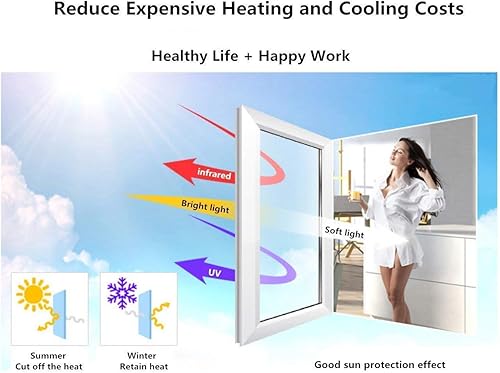 Miniatura 7 de Película decorativa transparente para ventana, anti UV, colorido, vinilo adhesivo, aislamiento térmico, hojas solares de tintado de ventanas,