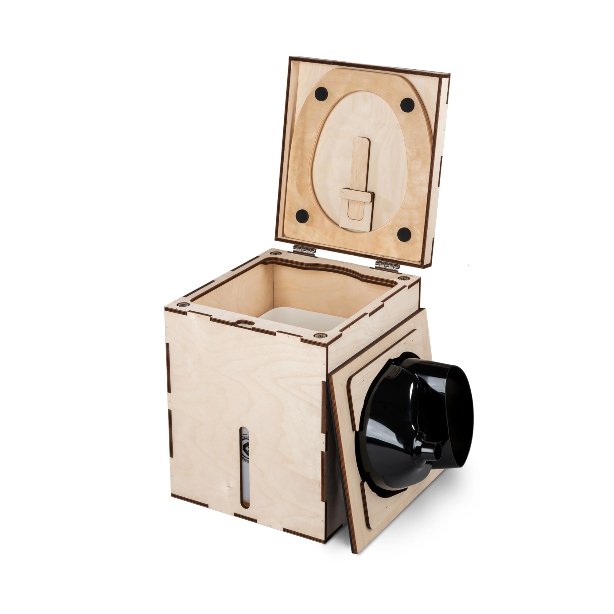 Kildwick MiniLoo Bausatz Trockentrenntoilette schwarz - Kompakte Campingtoilette für Camper, Tiny House, Garten, Boot, 9,5L Kanister, Magnetklobrille, Holzgehäuse, DIY-Komposttoilette