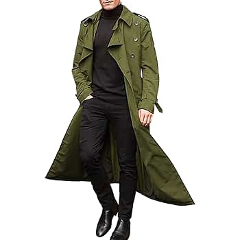 Maiyifu-GJ Men's Mid-Length Trench Coat Slim Fit Double