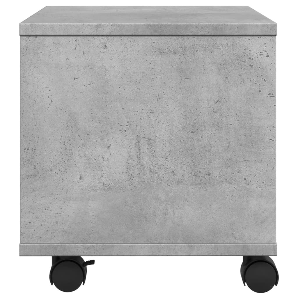 Générique Supporto per stampante con ruote grigio cemento 41 x 32 x 34,5 cm, ripiano in legno di ingegneria resistente all'umidità, spazio di archiviazione per cartelle e forniture per ufficio, 4