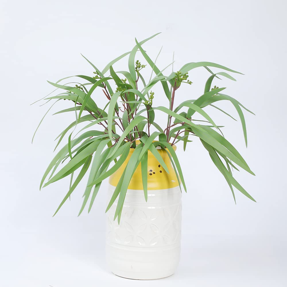 LNGO 35 inch 1 Bundle 5 Brunches Faux Willow Tree Leaf Artificial Greenry UV Resistant Summer Bushes Shrubs Office Home Outdoor Christmas Decoration