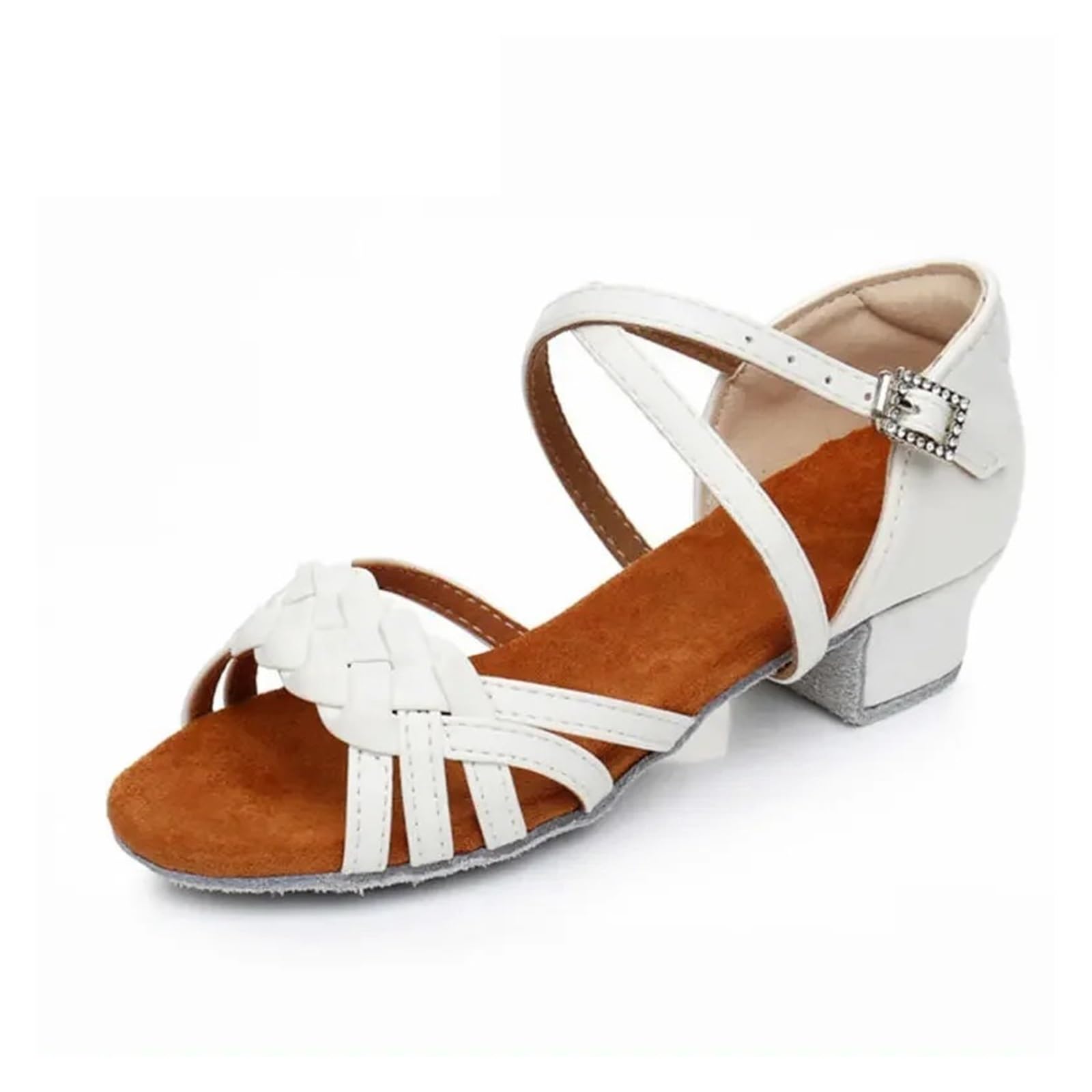 Scarpe da Ballo Sala for Bambine in Pelle Bianca con Tacco Basso, Donna e Uomo, Scarpe Latino-Americane, Professionali for Bambini(White,38)