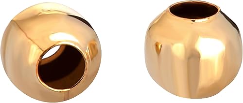 Cuentas redondas lisas rellenas de oro amarillo de 0.079 in, se venden en paquete (100 piezas) cuentas lisas para manualidades de joyas, ideal para