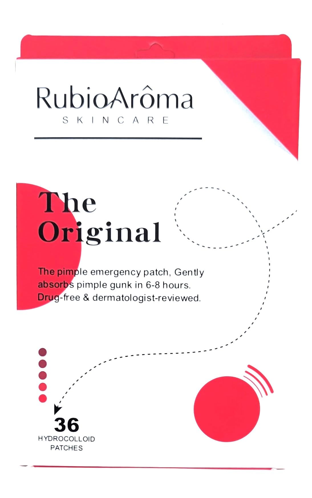 RubioAroma - Hydrocolloid Acne Pimple Patch for Covering Zits and Blemishes, Spot Stickers for Face and Skin, Vegan-friendly and Not Tested on Animals (36 Count)