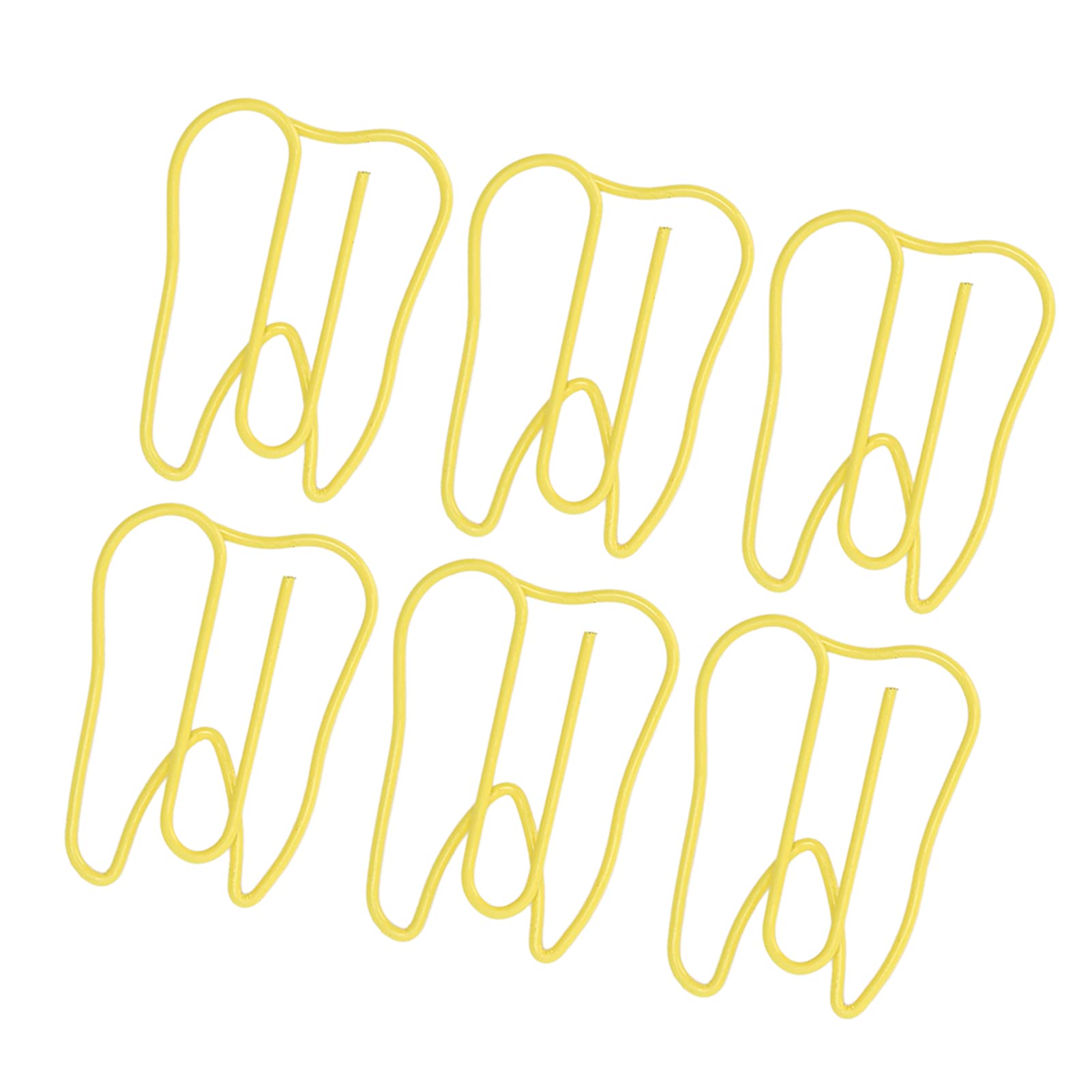 Pssopp 100pcs Yellow Teeth Shape Metal Paper Clips, 1.5 inches, Office Supplies