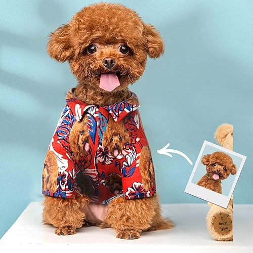 Miniatura 8 de Camisa hawaiana personalizada con cara de foto divertida, linda camisa de playa para mascotas de verano, camiseta polo floral transpirable, ropa