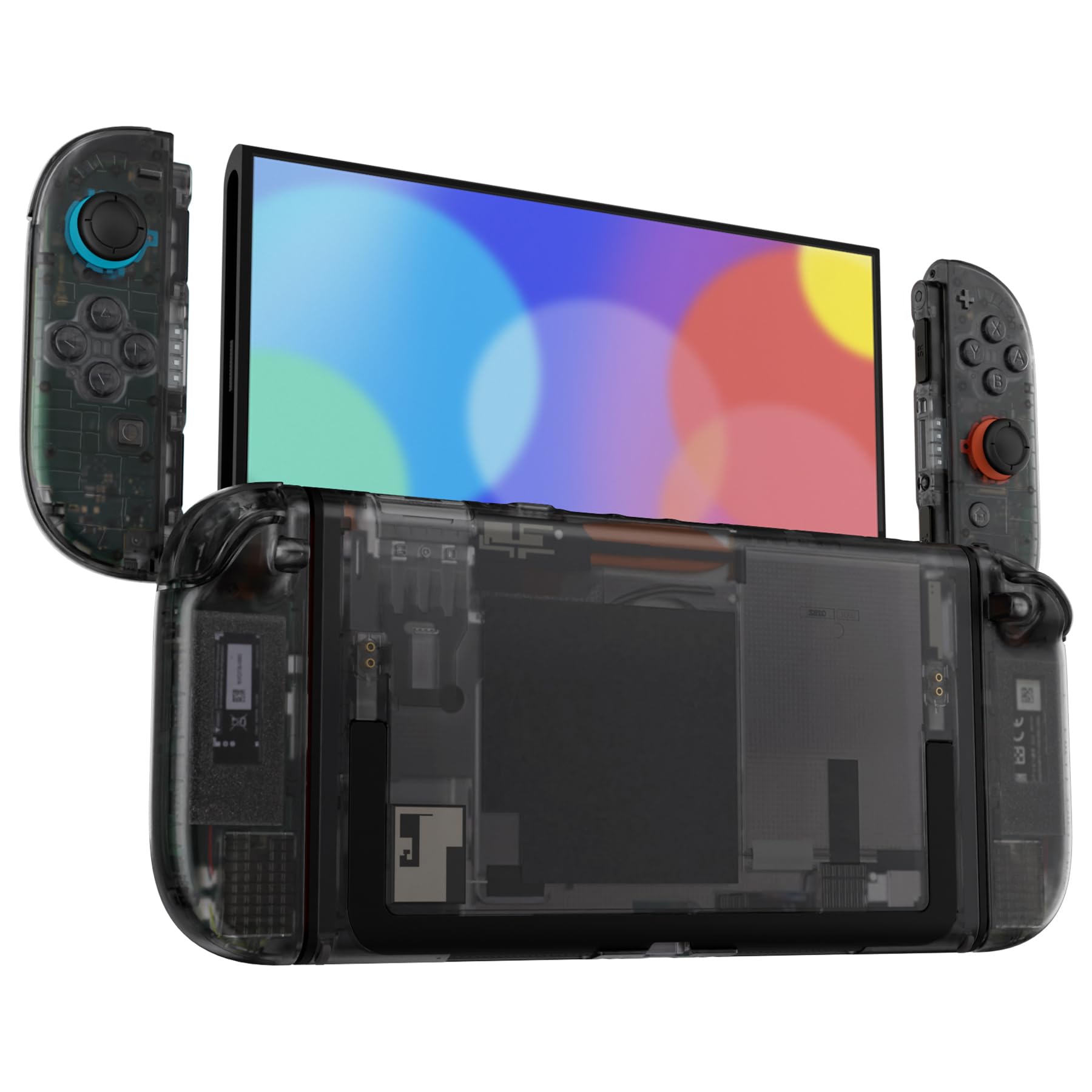 eXtremeRate Coque pour Switch 2 Joycon avec Ensemble Complet de Boutons & Coque Plaque Arrière pour Nintendo Switch 2,Accessoires de Remplacement DIY-Noir Transparent
