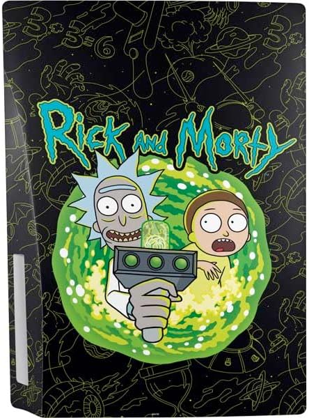 Skinit Decal Gaming Skin Compatible with PS5 Bundle - Officially Licensed Adult Swim Rick and Morty Portal Travel Design