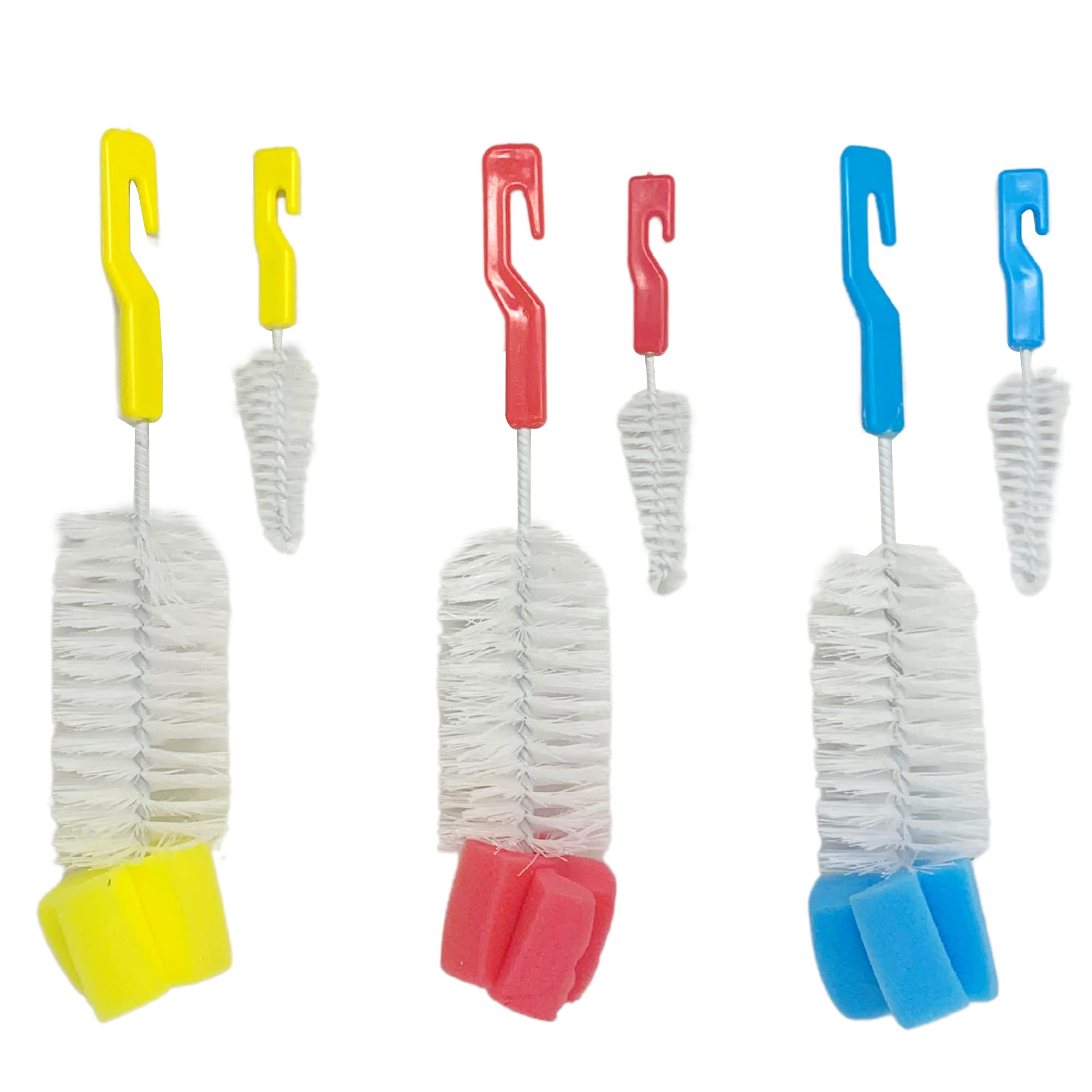 2 Stück Milchflaschen-Reinigungsbürste und Saugerbürste, Aufhängeloch für einfache Aufbewahrung, kratzfeste Bürste, einfache Reinigung (klein + groß) (zufällige Farbe) (D2)