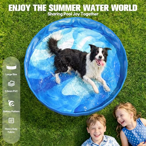 Image of 2026 Foldable Dog Kiddie Pool,Portable Hard Plastic Dog Pool,Thickened Kids Swimming Pool For Small Dogs,Collapsible Pet Pool,NonSlip Foldable Plastic Dog Wading Pool,Bathtub For Puppy,48*12in