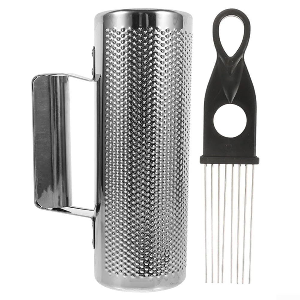 Lateinamerikanisches Percussion-Guiro-Instrument aus Edelstahl mit Guiro-Schabern, hohler Edelstahlkörper, zwei offene Enden und Seiten, einfache Handhabung (7,6 cm, 20,3 cm)