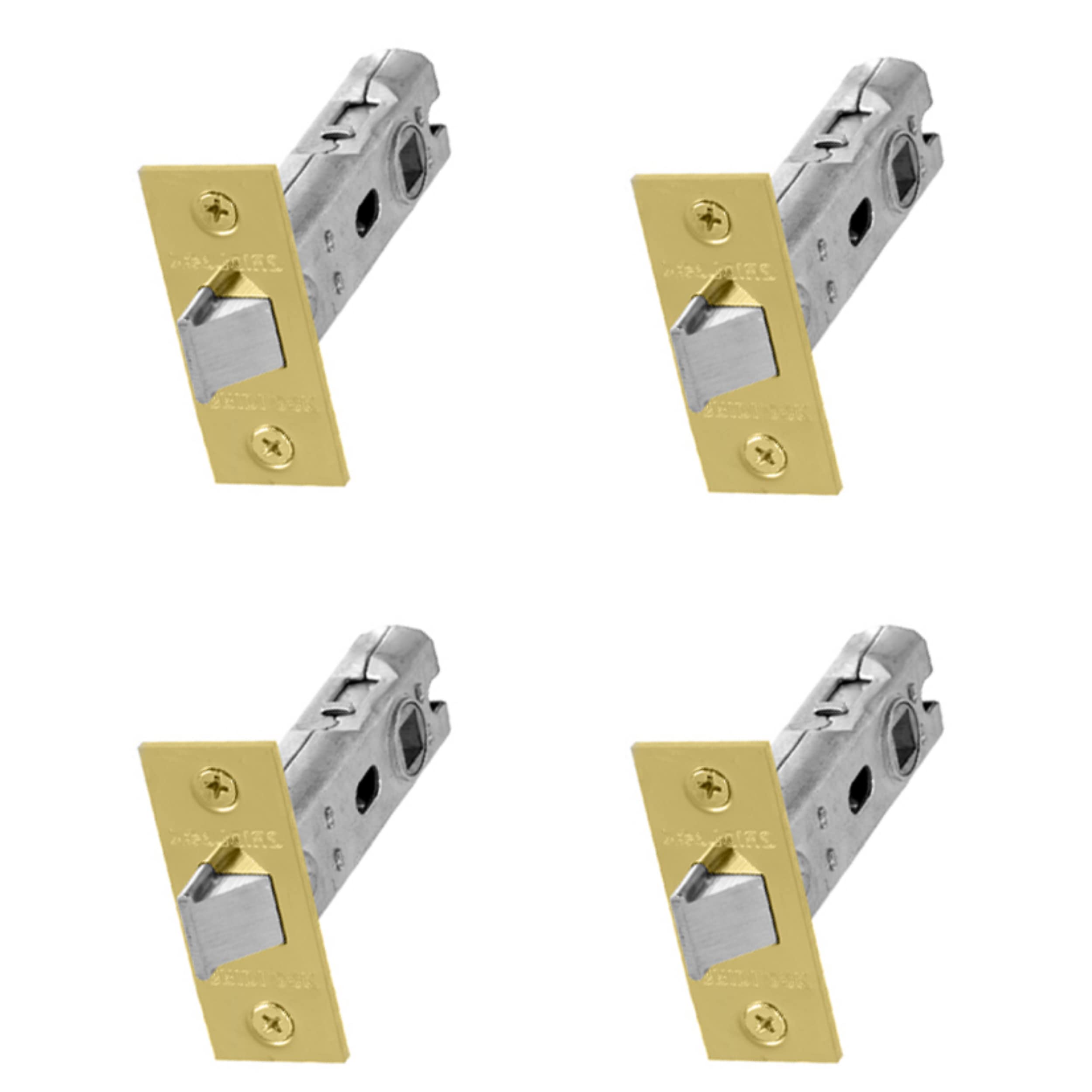 UAP 4 Sets 75mm Tubular Latch Square - Door Latches for Internal Doors Square Forend, Tubular Door Mortice Latch, Door Hardware (4 Pack, 75mm, Electro Brassed)