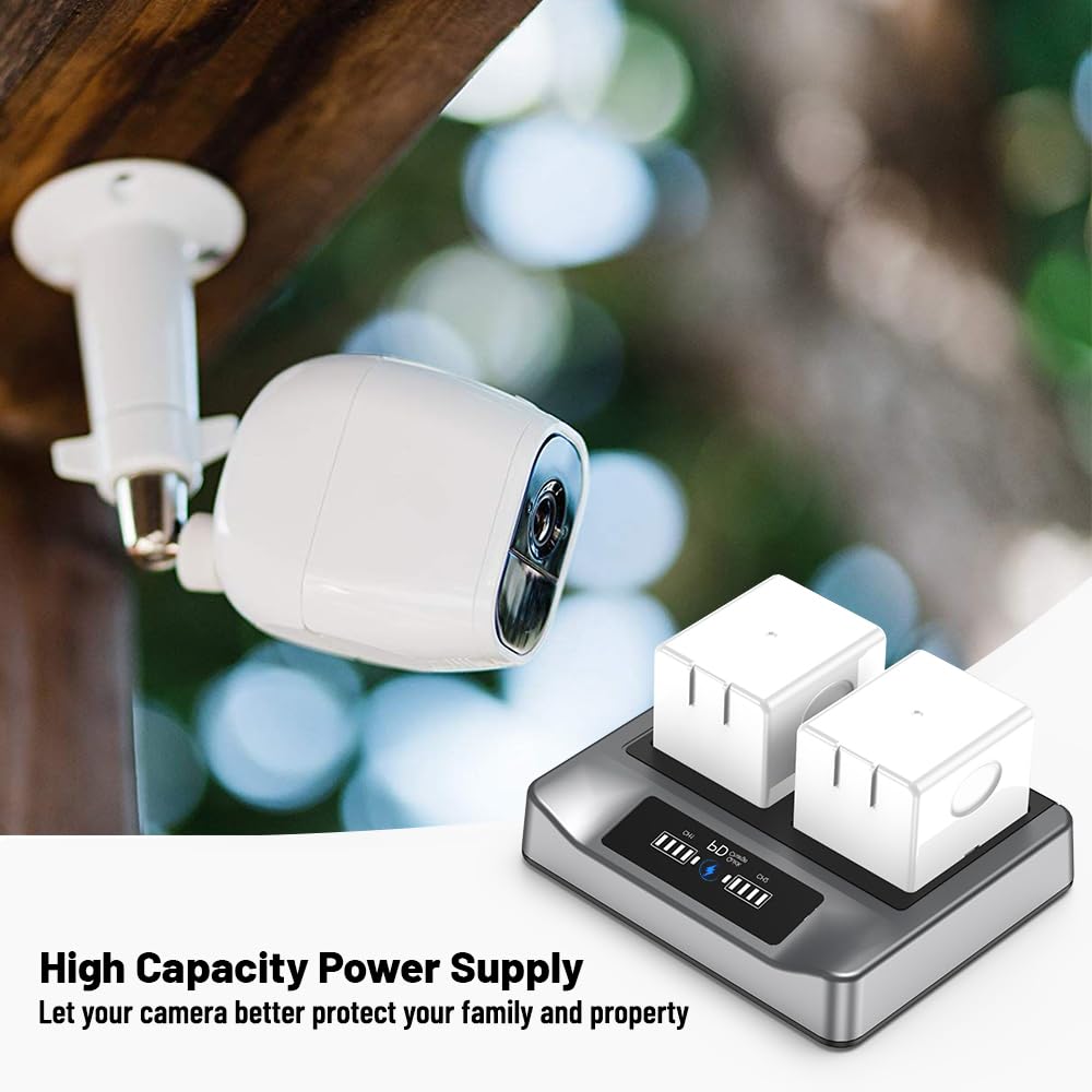 2 pezzi di ricambio da 3000 mAh e stazione di ricarica rapida PD, compatibile con Arlo Pro, Pro 2 accessori per fotocamera [7,2 V, 21,6 Wh]