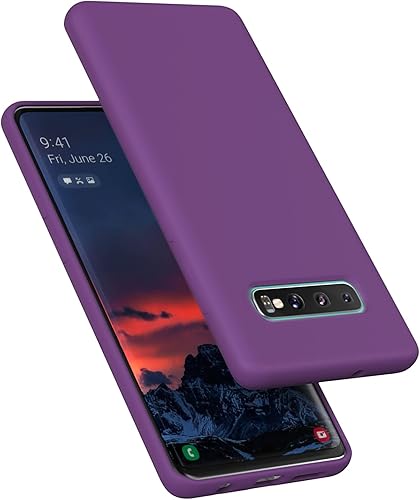 Vista 85 de E Segoi Funda diseñada para Galaxy S10 Plus de 6.4 pulgadas, S10+ de goma de gel de silicona líquida a prueba de golpes, cojín de forro de tela