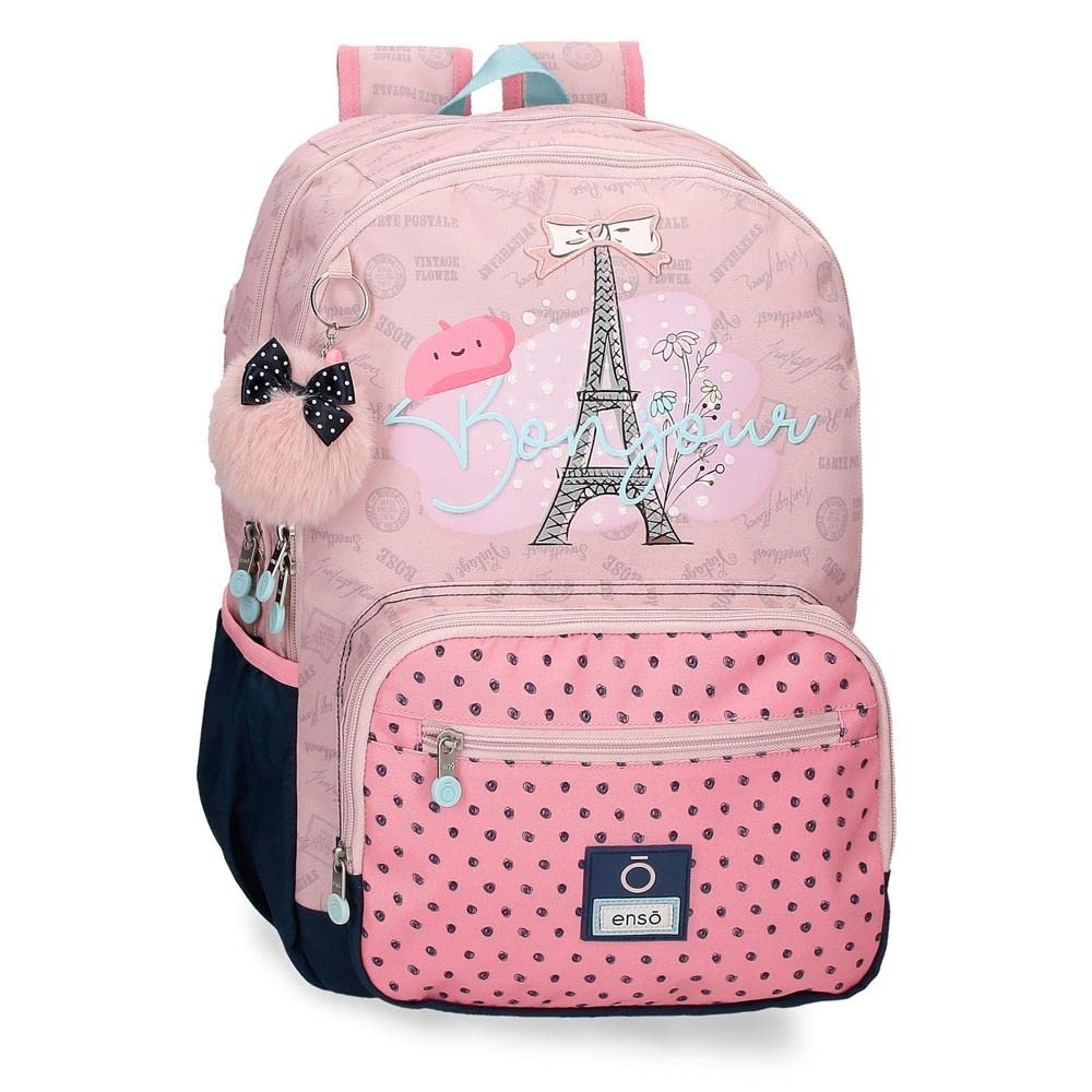 Enso Bonjour Mochila Escolar Doble Compartimento Adaptable a Carro Rosa 32x44x17 cms Poliéster 23,94L