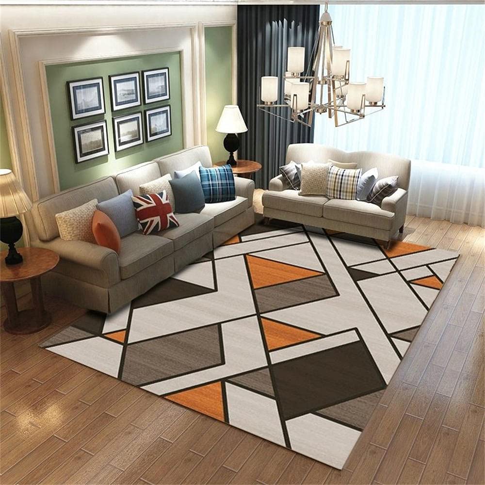 Tapis enfant orange et rouge géométrique moderne triangle 50x80cm