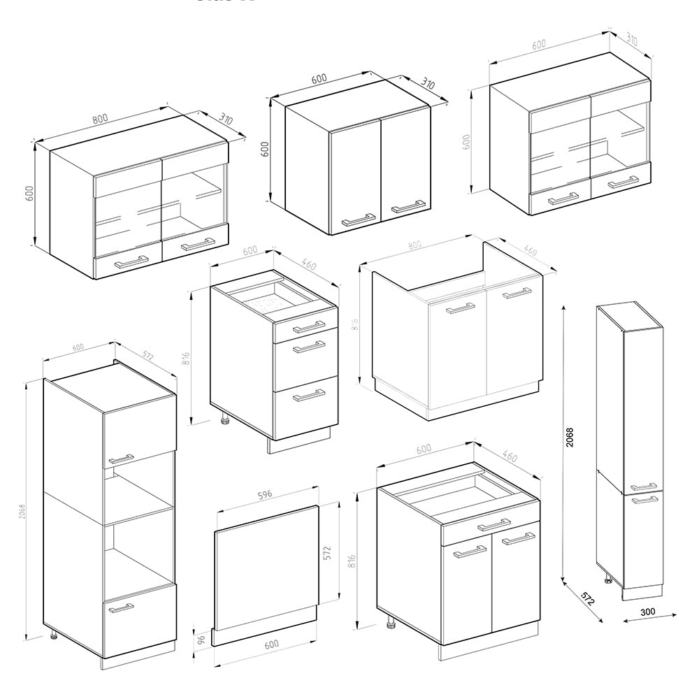 Vicco Cuisine R-Line, Chêne doré/Anthracite, 350cm