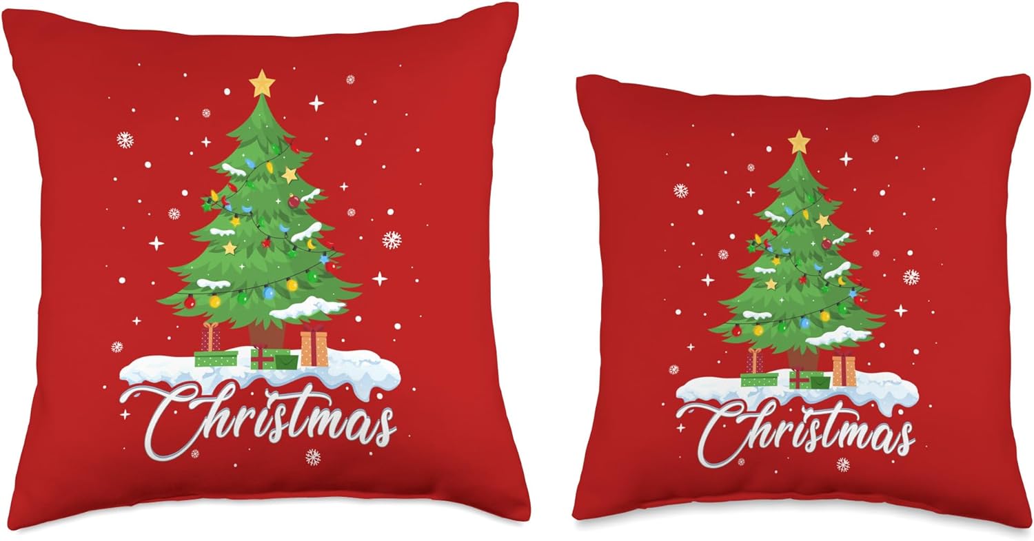 Christmas Tree Winter Decor Sofa Couch Decorative Cute Xmas Throw Pillow